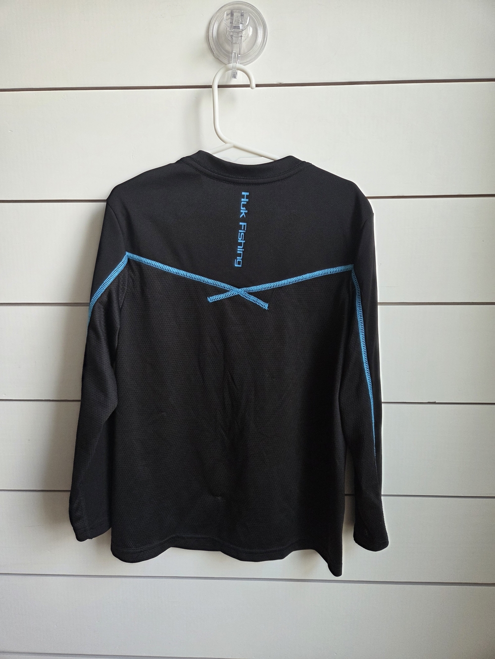 Huk Black Long Sleeve Fishing Shirt with Blue Trim